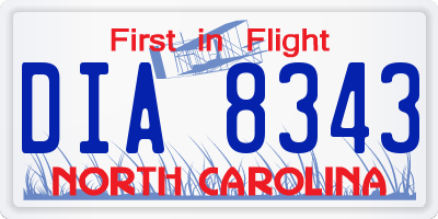 NC license plate DIA8343