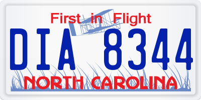 NC license plate DIA8344