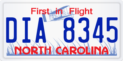 NC license plate DIA8345