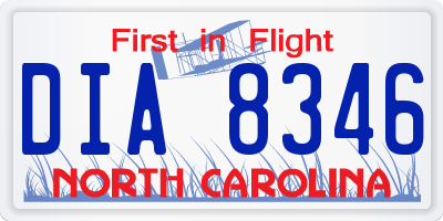 NC license plate DIA8346
