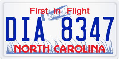 NC license plate DIA8347