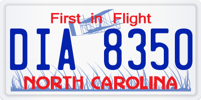 NC license plate DIA8350