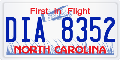 NC license plate DIA8352