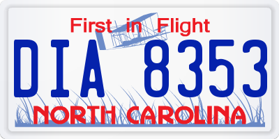 NC license plate DIA8353