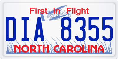 NC license plate DIA8355