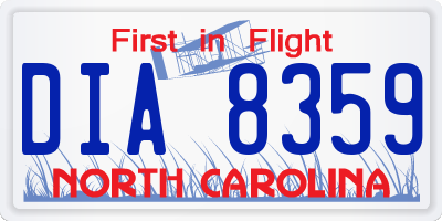 NC license plate DIA8359