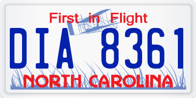 NC license plate DIA8361