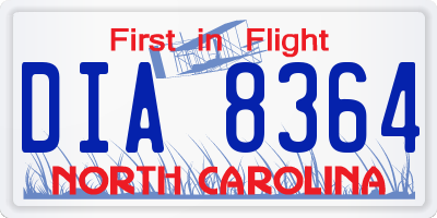 NC license plate DIA8364