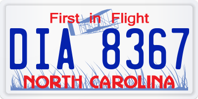 NC license plate DIA8367