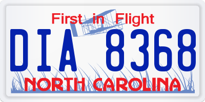 NC license plate DIA8368