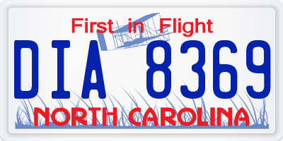 NC license plate DIA8369