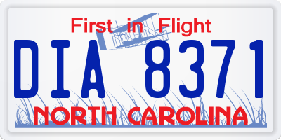 NC license plate DIA8371