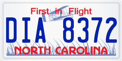 NC license plate DIA8372