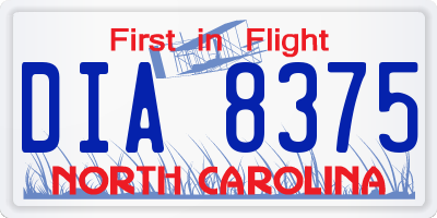 NC license plate DIA8375
