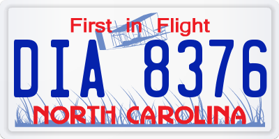 NC license plate DIA8376