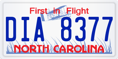 NC license plate DIA8377