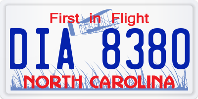 NC license plate DIA8380