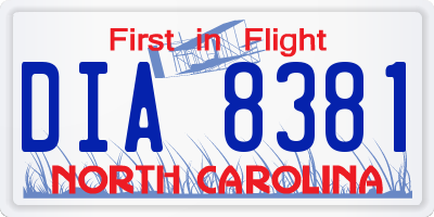 NC license plate DIA8381