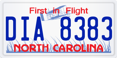 NC license plate DIA8383