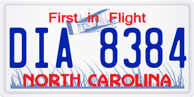 NC license plate DIA8384