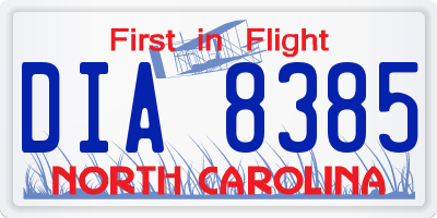 NC license plate DIA8385