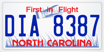 NC license plate DIA8387