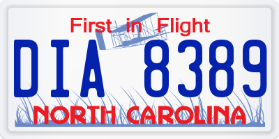 NC license plate DIA8389