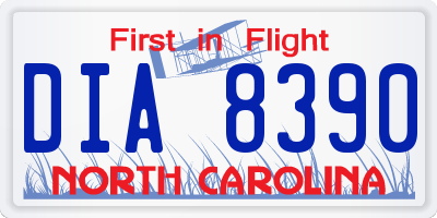 NC license plate DIA8390