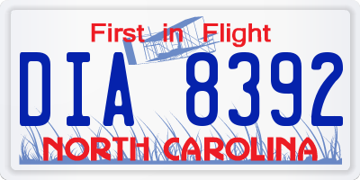NC license plate DIA8392