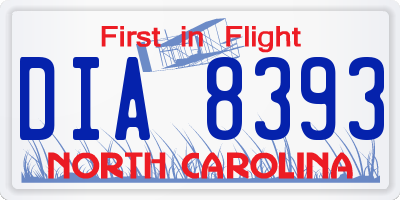 NC license plate DIA8393