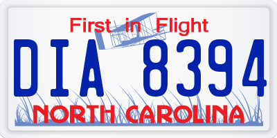NC license plate DIA8394