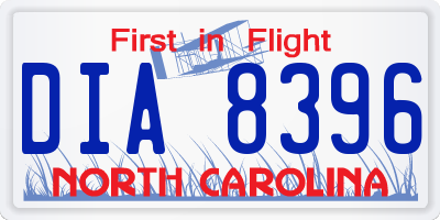 NC license plate DIA8396