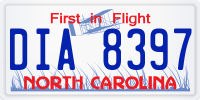 NC license plate DIA8397