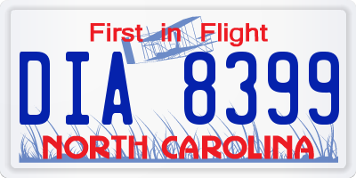 NC license plate DIA8399