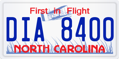 NC license plate DIA8400