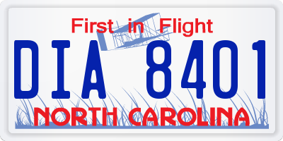 NC license plate DIA8401