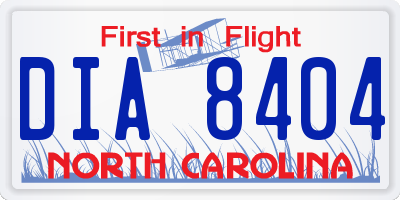 NC license plate DIA8404
