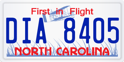 NC license plate DIA8405