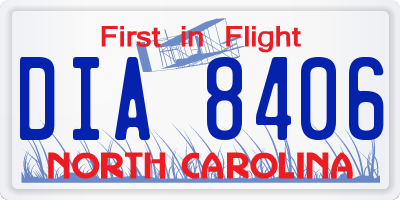 NC license plate DIA8406