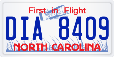 NC license plate DIA8409