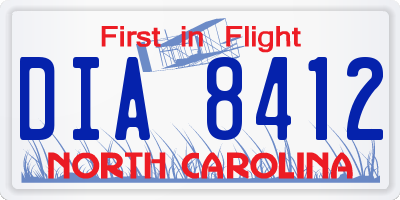 NC license plate DIA8412