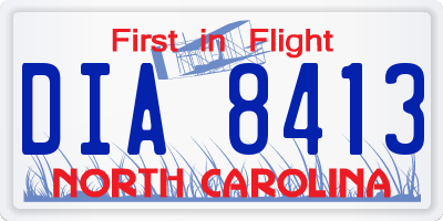 NC license plate DIA8413