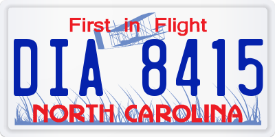 NC license plate DIA8415