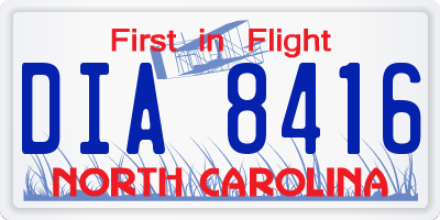 NC license plate DIA8416