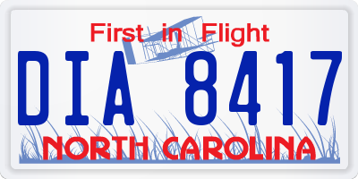 NC license plate DIA8417