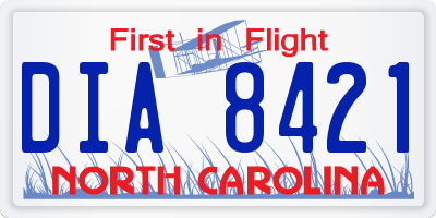 NC license plate DIA8421