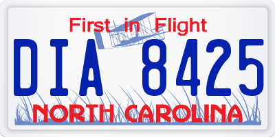 NC license plate DIA8425