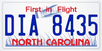 NC license plate DIA8435