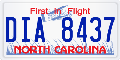 NC license plate DIA8437