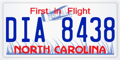 NC license plate DIA8438